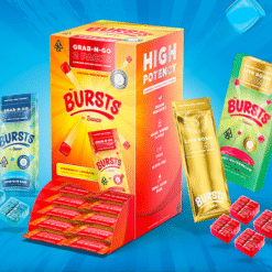 A close-up of a variety of Sauce gummies in different colors and flavors, packaged for a wholesale order